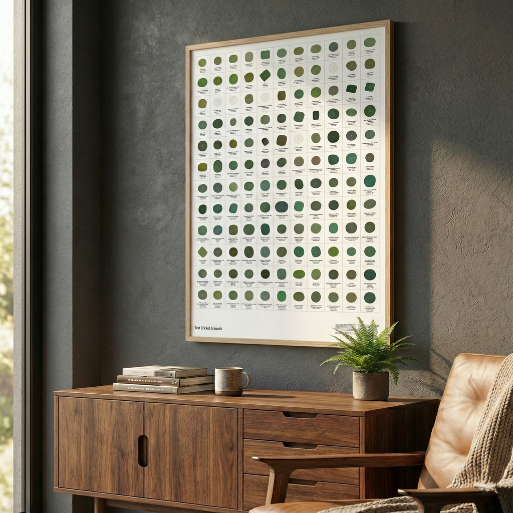 Test Cricket Grounds Poster - Wooden Framed